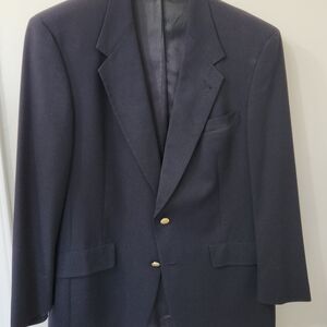 Hart Schaffner Marx 41R Wool Blazer Mens Navy Single-Breasted Two-Button